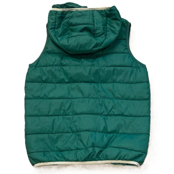 Zara Boys Green Puffer Vest Hooded Quilted Jacket Size 7/8 Down Filled - Picture 2 of 11